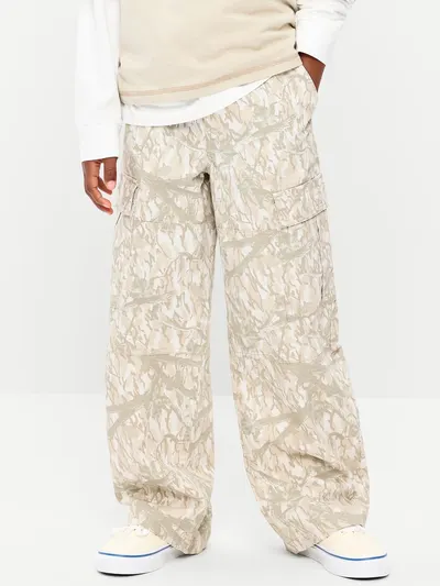 Baggy Cargo Ripstop Pants for Boys - Natural Camo