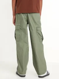 Baggy Non-Stretch Cargo Pants for Boys - Olive Through This — view 2