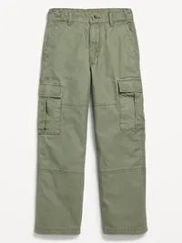 Baggy Non-Stretch Cargo Pants for Boys - Olive Through This — view 4