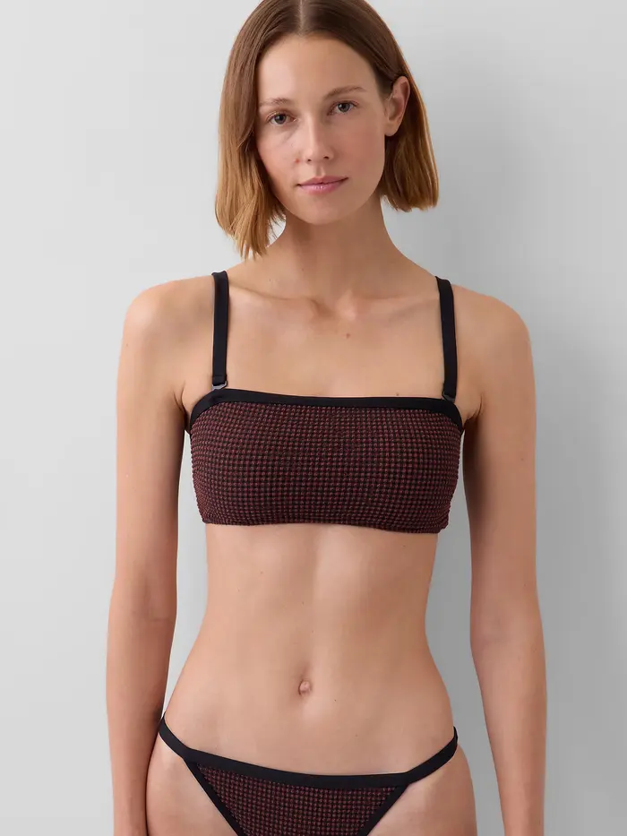 Bandeau Bikini Top - Brown gingham