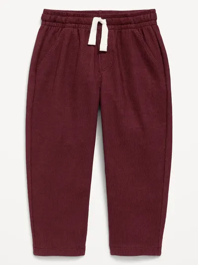 Barrel-Leg Knit Pants for Toddler Boys - Deep Cherry Red