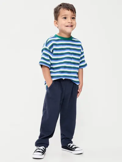 Barrel-Leg Knit Pants for Toddler Boys - In the Navy
