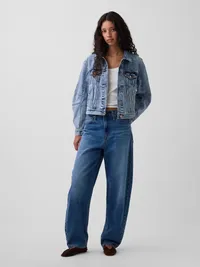 Barrel-Sleeve Icon Denim Jacket - Medium wash — view 3