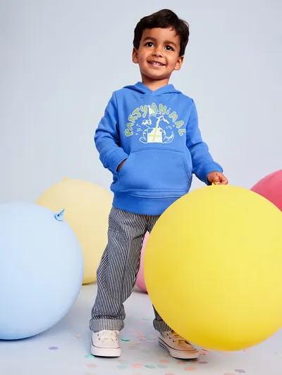 Birthday Graphic Pullover Hoodie for Toddler Boys - Cornflower Blue