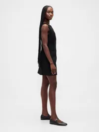 BiStretch Button-Front Mini Dress - True black — view 3