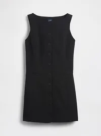 BiStretch Button-Front Mini Dress - True black — view 5