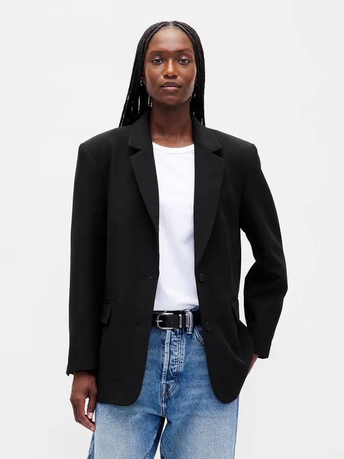 BiStretch Oversized Blazer - True black