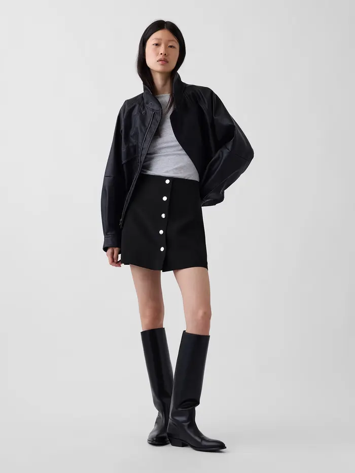 BiStretch Snap-Front Mini Skort - Black