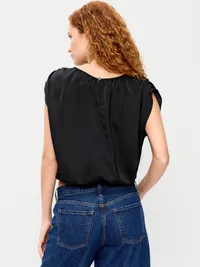 Boatneck Drapey Bubble-Hem Top - BlackJack — view 2