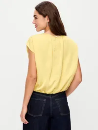 Boatneck Drapey Bubble-Hem Top - LIMONCELLO — view 2