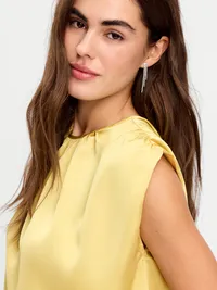 Boatneck Drapey Bubble-Hem Top - LIMONCELLO — view 4