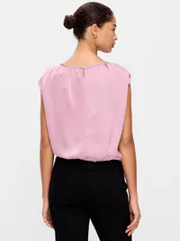 Boatneck Drapey Bubble-Hem Top - Rose Dawn — view 2