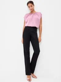 Boatneck Drapey Bubble-Hem Top - Rose Dawn — view 3