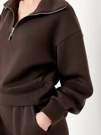 Bounce Fleece Half-Zip Pullover Sweatshirt - Black Coffee — view 4
