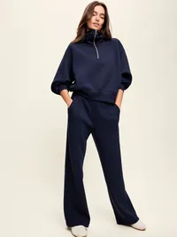 Bounce Fleece Half-Zip Pullover Sweatshirt - In the Navy — view 3