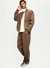 Bounce Fleece Oversized Bomber Jacket - Saddle Brown — view 3