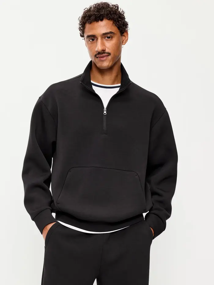 Bounce Fleece Oversized Half-Zip Pullover - Black Jack