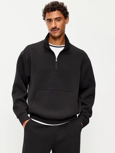 Bounce Fleece Oversized Half-Zip Pullover - Black Jack