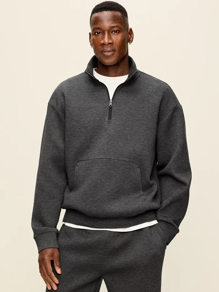 Bounce Fleece Oversized Half-Zip Pullover - Dark Heather Gray