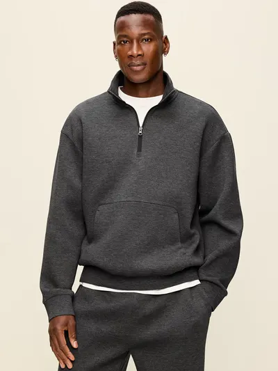 Bounce Fleece Oversized Half-Zip Pullover - Dark Heather Gray