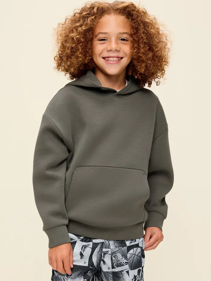 Bounce Fleece Oversized Pullover Hoodie for Boys - Dill Caper