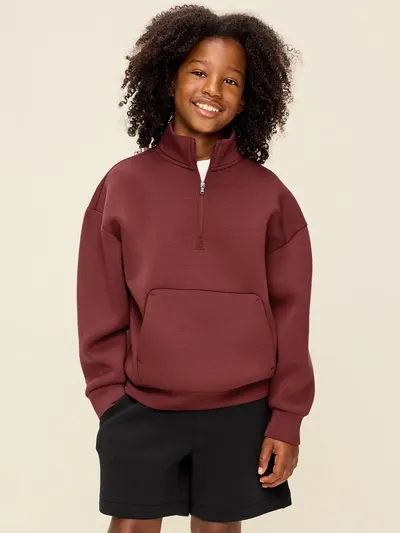 Bounce Fleece Oversized Quarter-Zip for Boys - Clove Velvet