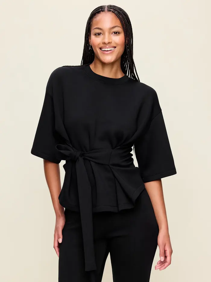 Bounce Fleece Wrap Top - Black Jack