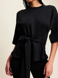 Bounce Fleece Wrap Top - Black Jack — view 4