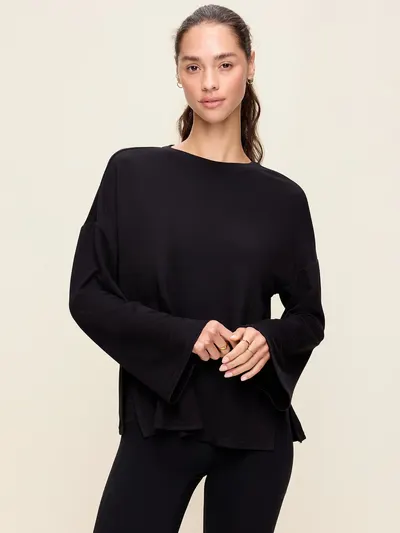 Bounce Lite Oversized Bell-Sleeve Top - Black Jack
