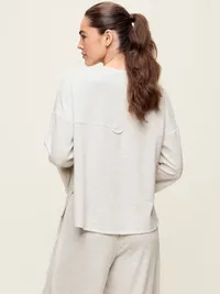 Bounce Lite Oversized Bell-Sleeve Top - Heather Gray — view 2