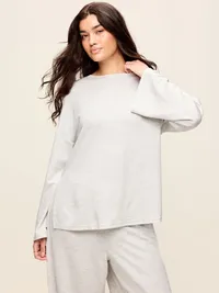 Bounce Lite Oversized Bell-Sleeve Top - Heather Gray — view 5