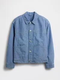 Boxy Chambray Jacket - Blue chambray — view 5