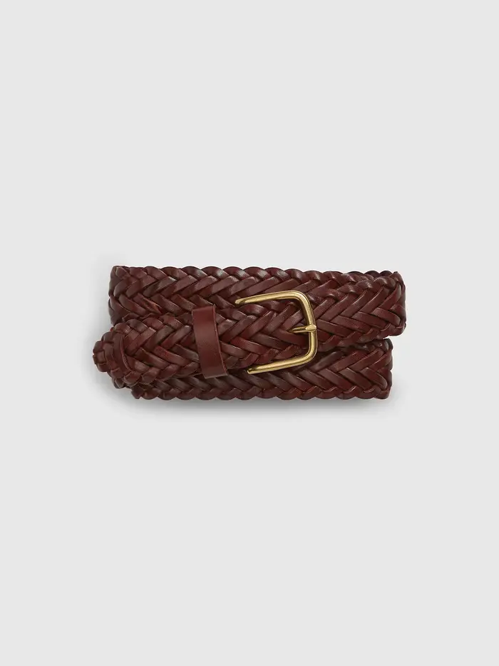 Braided Leather Belt - Cognac