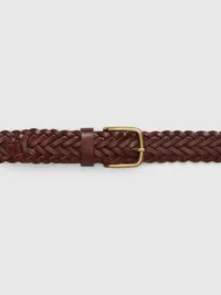 Braided Leather Belt - Cognac — view 2