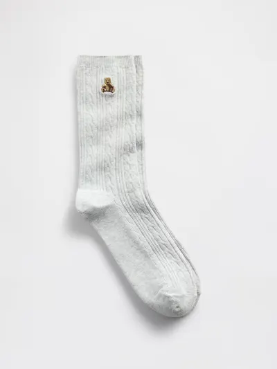 Brannan Bear Cable-Knit Crew Socks - Grey