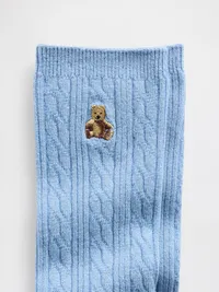 Brannan Bear Cable-Knit Crew Socks - Moonstone blue — view 2