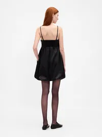 Bubble Mini Dress - Black satin — view 2