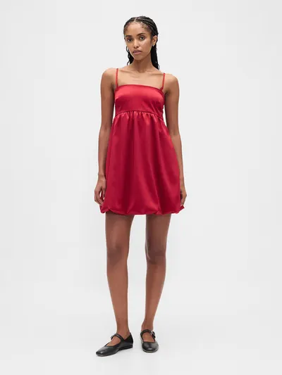 Bubble Mini Dress - Sled red