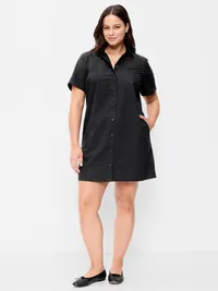Button-Down Mini Shirt Dress - Black Jack — view 5
