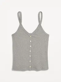 Button-Front Cami Tank Top - Dark Heather Grey — view 3