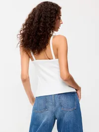 Button-Front Cami Tank Top - White Lilies — view 2