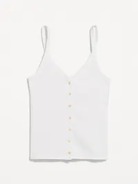 Button-Front Cami Tank Top - White Lilies — view 4