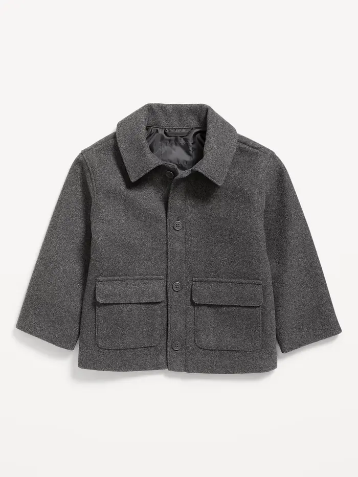 Button-Front Jacket for Toddler Boys - Dark Gray