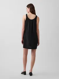 Button-Front Mini Dress - True black — view 2