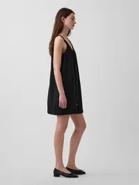 Button-Front Mini Dress - True black — view 3