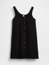 Button-Front Mini Dress - True black — view 5