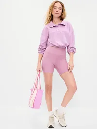 Button-Up Funnel-Neck Sweatshirt - Wild Aster — view 3