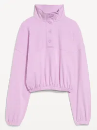 Button-Up Funnel-Neck Sweatshirt - Wild Aster — view 4