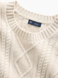 Cable-Knit Relaxed Crew Sweater - birch — view 4
