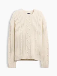 Cable-Knit Relaxed Crew Sweater - birch — view 5